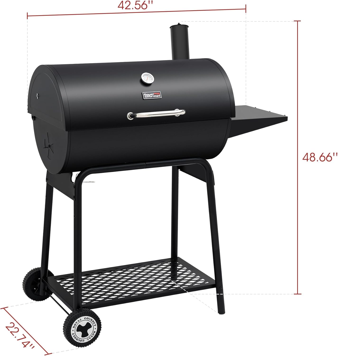 Royal Gourmet CC1830 30 Inch Barrel Charcoal Grill with Warming Rack, Outdoor BBQ Grill with 627 Sq. In. Grilling Space for Backyard, Patio and Parties, Black