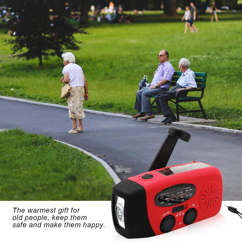 Upgrade Portable Solar Emergency Weather Radio Hand Crank AM/FM NOAA Survival Radios with LED Flashlight 2000mAh Power Bank for Smart Phone for Home Outdoor Camping Traveling Earthquake