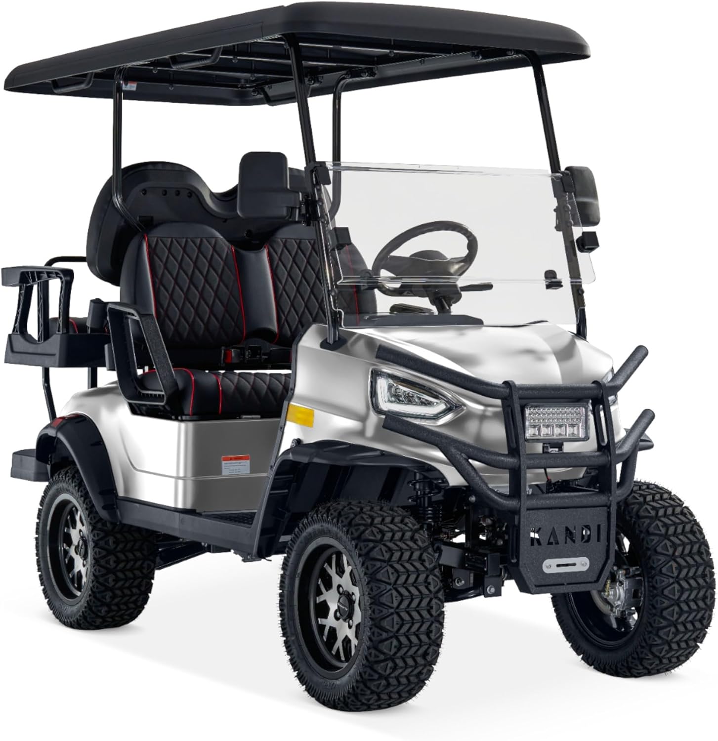 4 Passenger Electric Cart with Lithium Battery, 28 Mile Driving Range, Standard 120V Charging Port, 5,000 Watt Electric Motor, 4 Seats, Golf Cart, UTV, Electric Power Steering, Back Up Cam