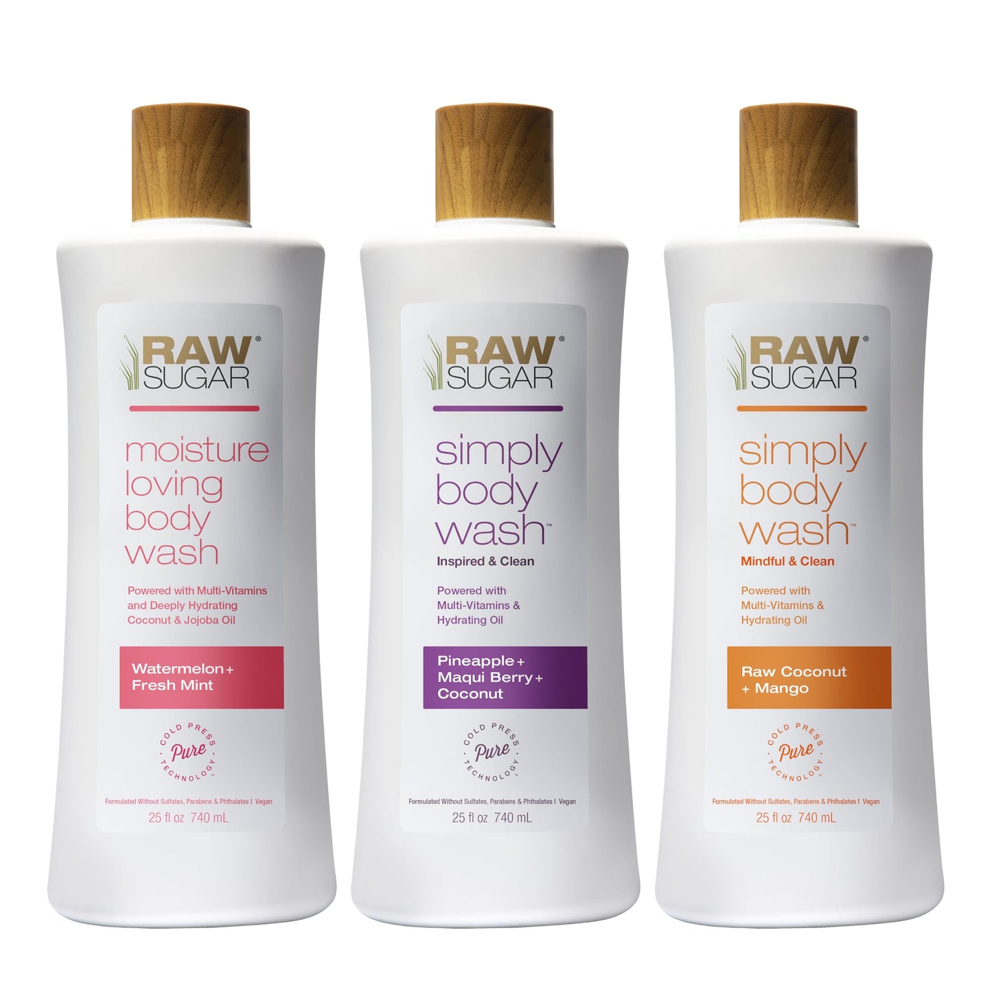 RAW SUGAR Simply Body Wash, Beach Rose + Coconut Milk + Shea (25 Fl Oz, Pack of 3) Sensitive Skin Bath Soap, Formulated without Sulfates & Parabens…