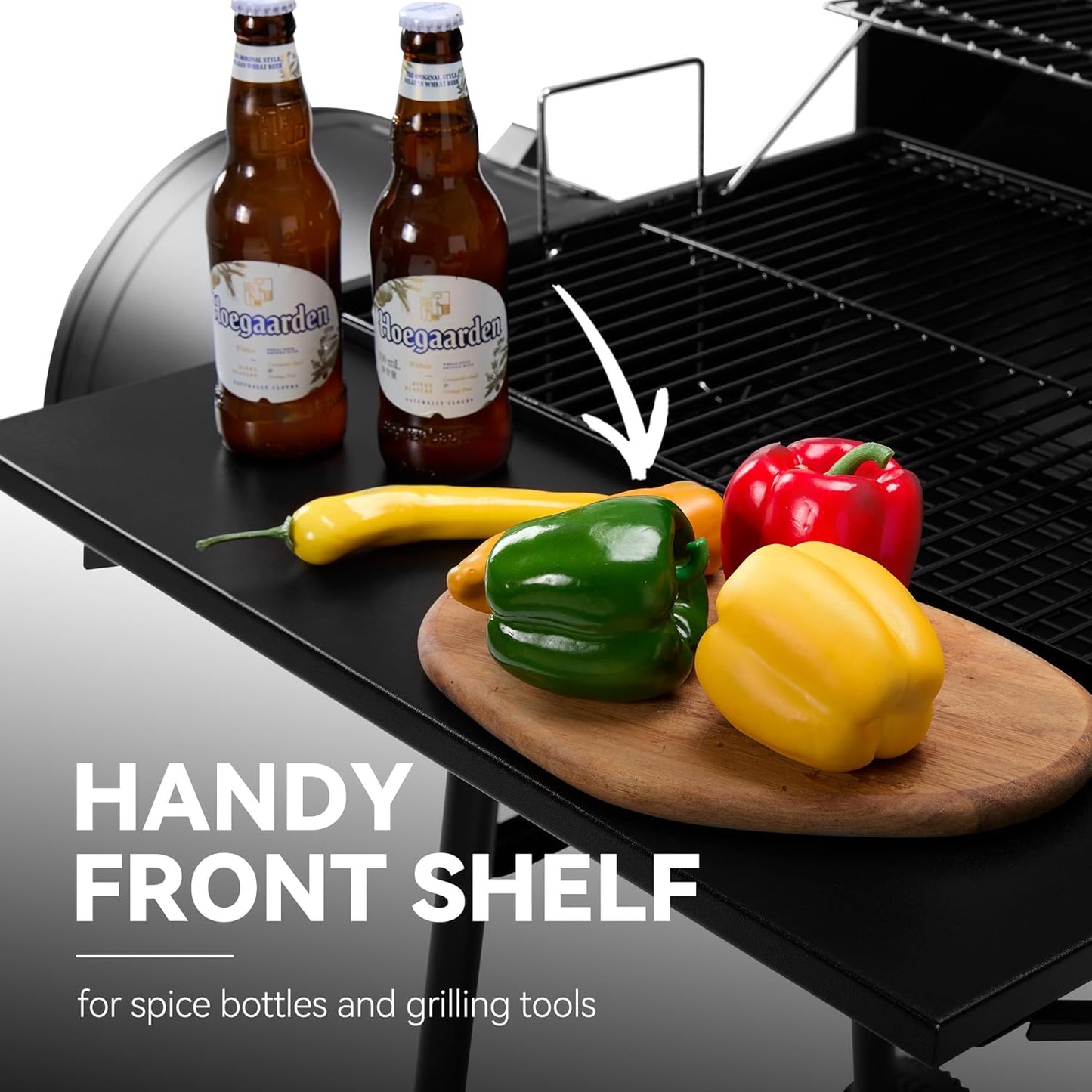 Royal Gourmet CC1830S 30" BBQ Charcoal Grill and Offset Smoker | 811 Square Inch cooking surface, Outdoor for Camping | Black