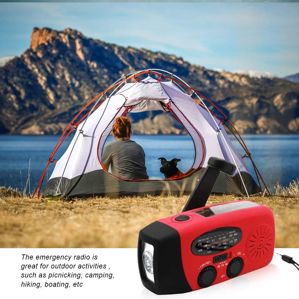 Upgrade Portable Solar Emergency Weather Radio Hand Crank AM/FM NOAA Survival Radios with LED Flashlight 2000mAh Power Bank for Smart Phone for Home Outdoor Camping Traveling Earthquake