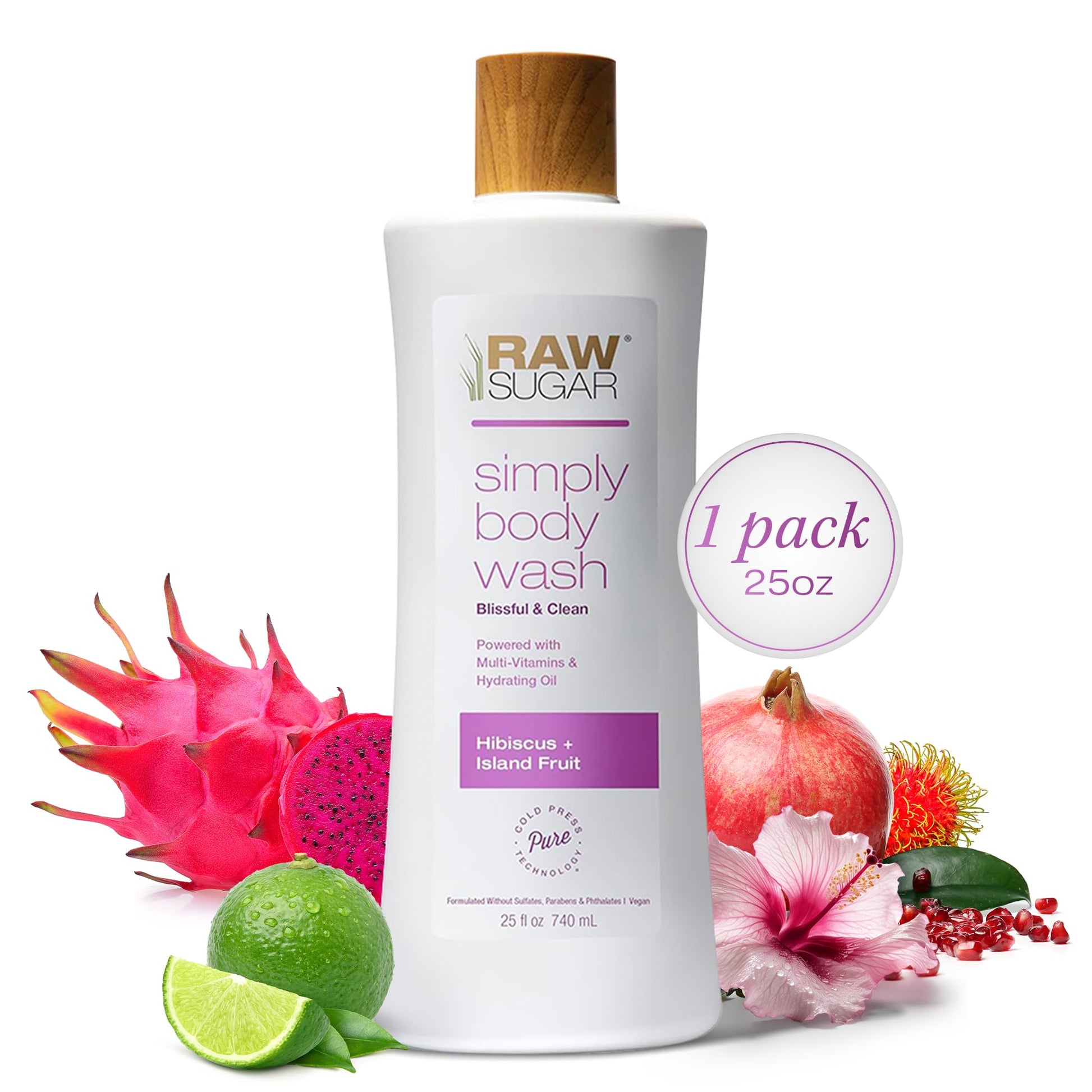RAW SUGAR Simply Body Wash, Beach Rose + Coconut Milk + Shea (25 Fl Oz, Pack of 3) Sensitive Skin Bath Soap, Formulated without Sulfates & Parabens…