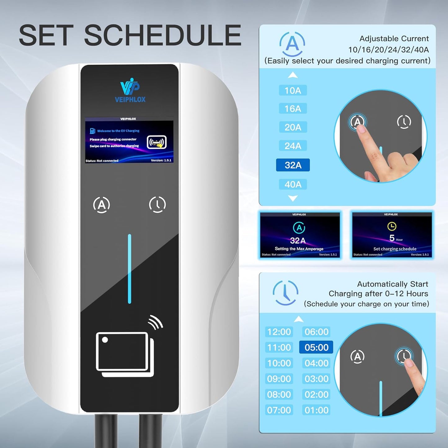 Level 2 EV Charger J1772 Fast Charging,EV Chargers for Home 40 Amp-Smart Display,Electric Car Charger 240V,Electric Vehicle Charging Stations Outdoor/Indoor,Charge Point NEMA 14-50 Home Flex, 25ft