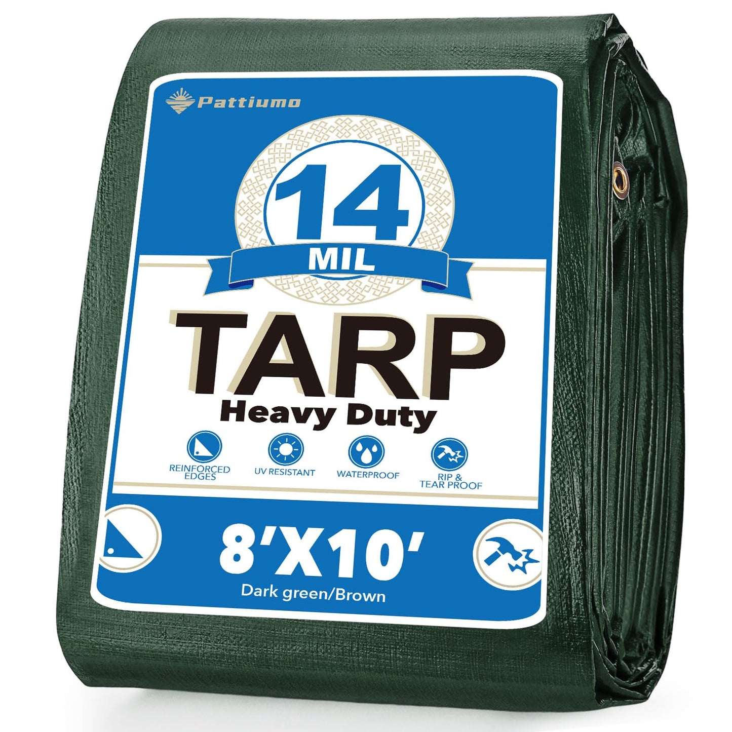 Tarps Waterproof 10' X 20' Heavy Duty Tarp 16 Mil Thick Large Tarp with Grommets Multipurpose Protective Poly Outdoor for Roof, Camping, Patio, Pool, Boat, Car|Silver/Black