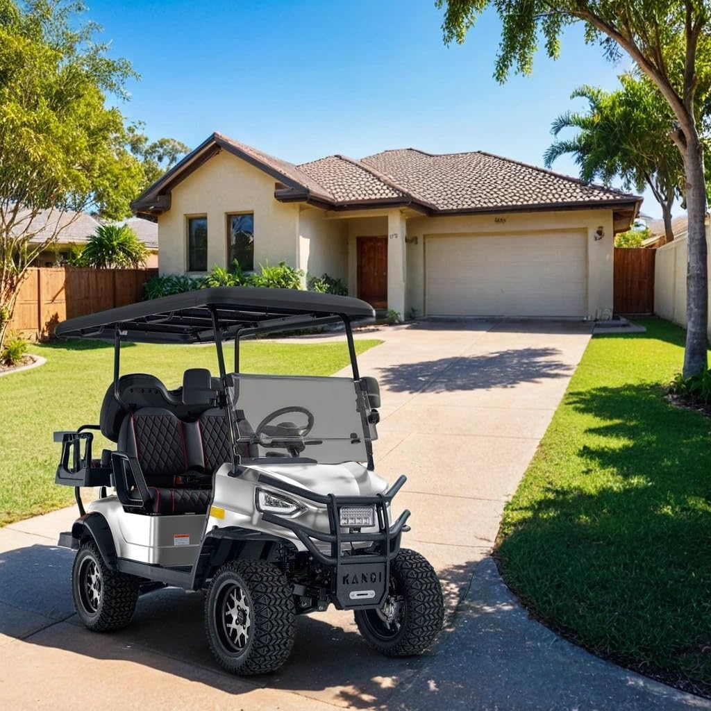 4 Passenger Electric Cart with Lithium Battery, 28 Mile Driving Range, Standard 120V Charging Port, 5,000 Watt Electric Motor, 4 Seats, Golf Cart, UTV, Electric Power Steering, Back Up Cam