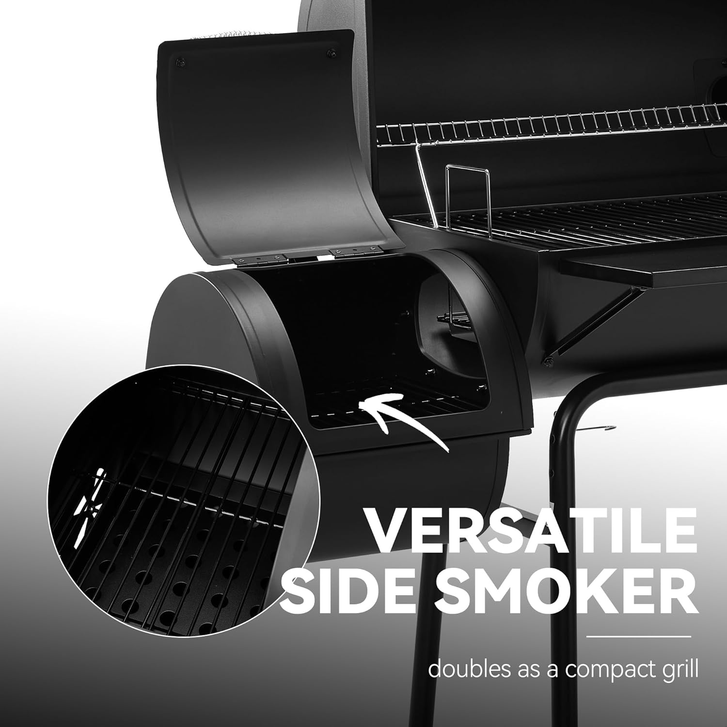 Royal Gourmet CC1830S 30" BBQ Charcoal Grill and Offset Smoker | 811 Square Inch cooking surface, Outdoor for Camping | Black