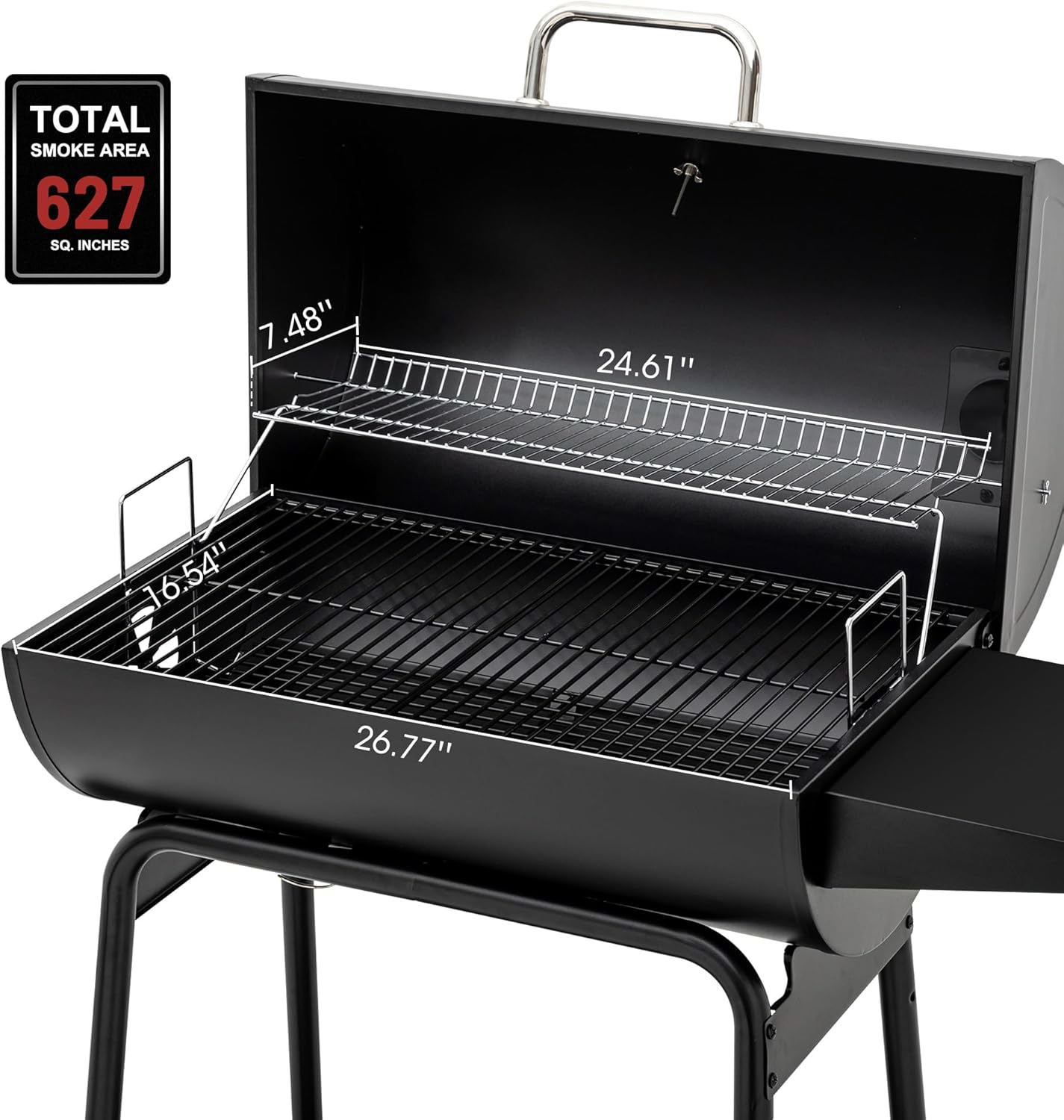 Royal Gourmet CC1830 30 Inch Barrel Charcoal Grill with Warming Rack, Outdoor BBQ Grill with 627 Sq. In. Grilling Space for Backyard, Patio and Parties, Black
