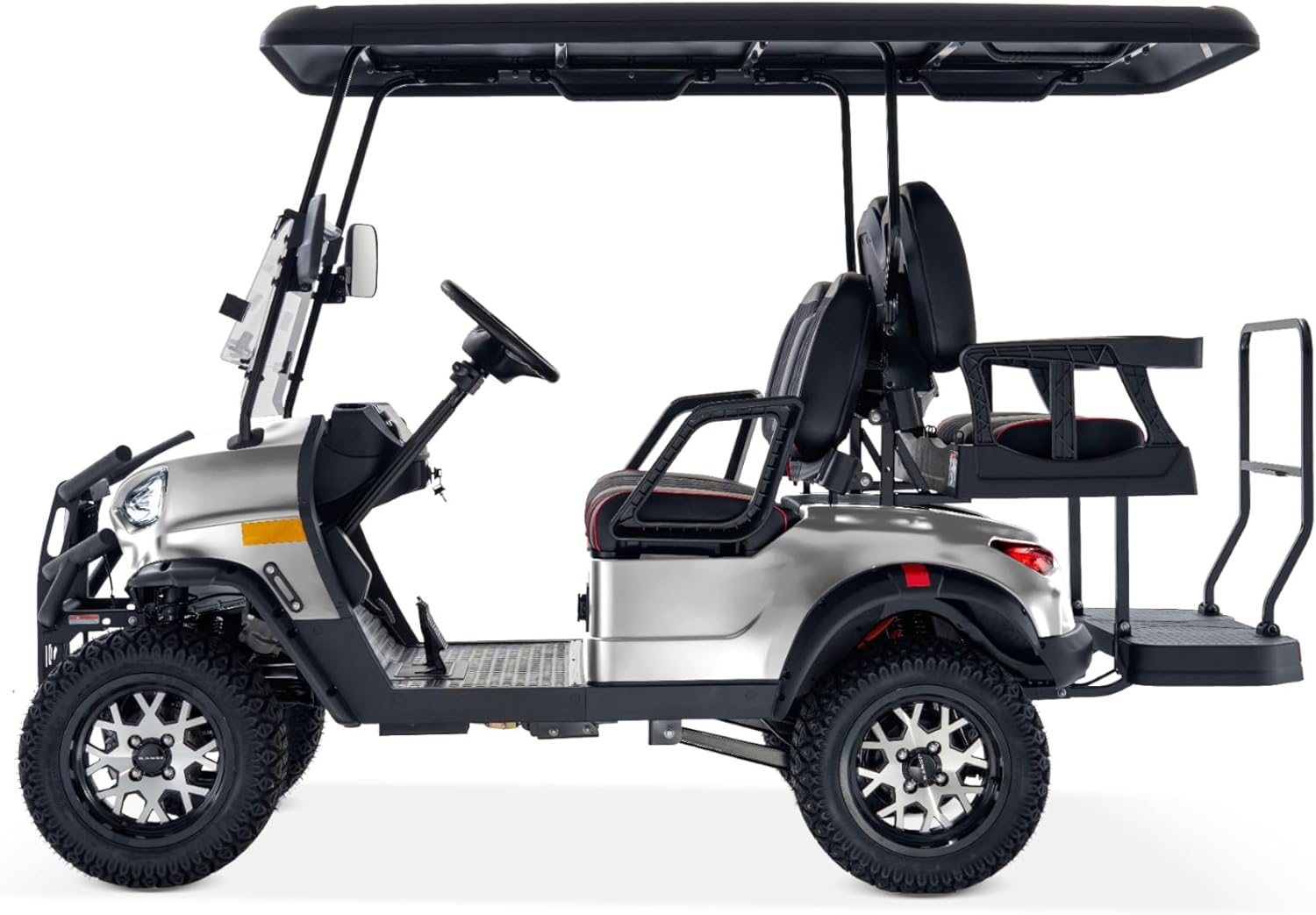 4 Passenger Electric Cart with Lithium Battery, 28 Mile Driving Range, Standard 120V Charging Port, 5,000 Watt Electric Motor, 4 Seats, Golf Cart, UTV, Electric Power Steering, Back Up Cam
