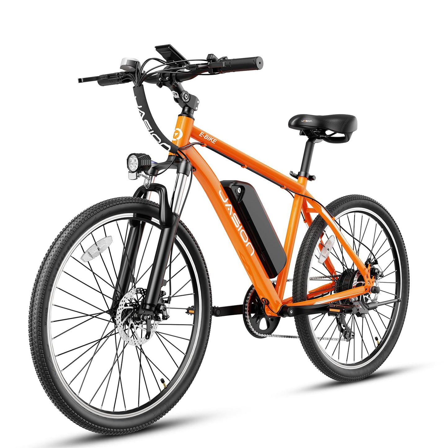 Jasion EB5 Electric Bike for Adults with Peak 500W Brushless Motor, 40Miles 20MPH Commuting Electric Mountain Bike with 360Wh Removable Battery, 7-Speed, 26" Tires and Front Fork Suspension