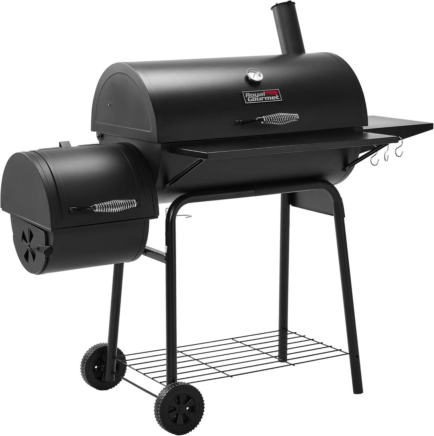Royal Gourmet CC1830S 30" BBQ Charcoal Grill and Offset Smoker | 811 Square Inch cooking surface, Outdoor for Camping | Black