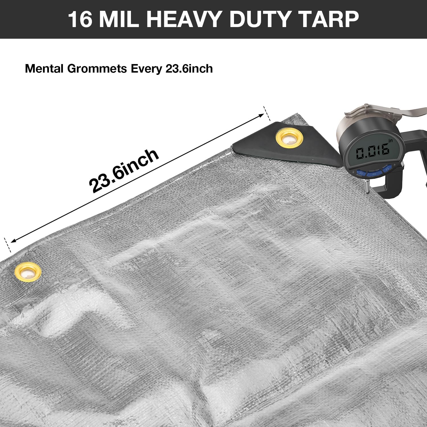 Tarps Waterproof 10' X 20' Heavy Duty Tarp 16 Mil Thick Large Tarp with Grommets Multipurpose Protective Poly Outdoor for Roof, Camping, Patio, Pool, Boat, Car|Silver/Black