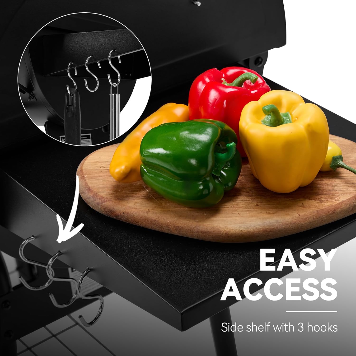 Royal Gourmet CC1830S 30" BBQ Charcoal Grill and Offset Smoker | 811 Square Inch cooking surface, Outdoor for Camping | Black