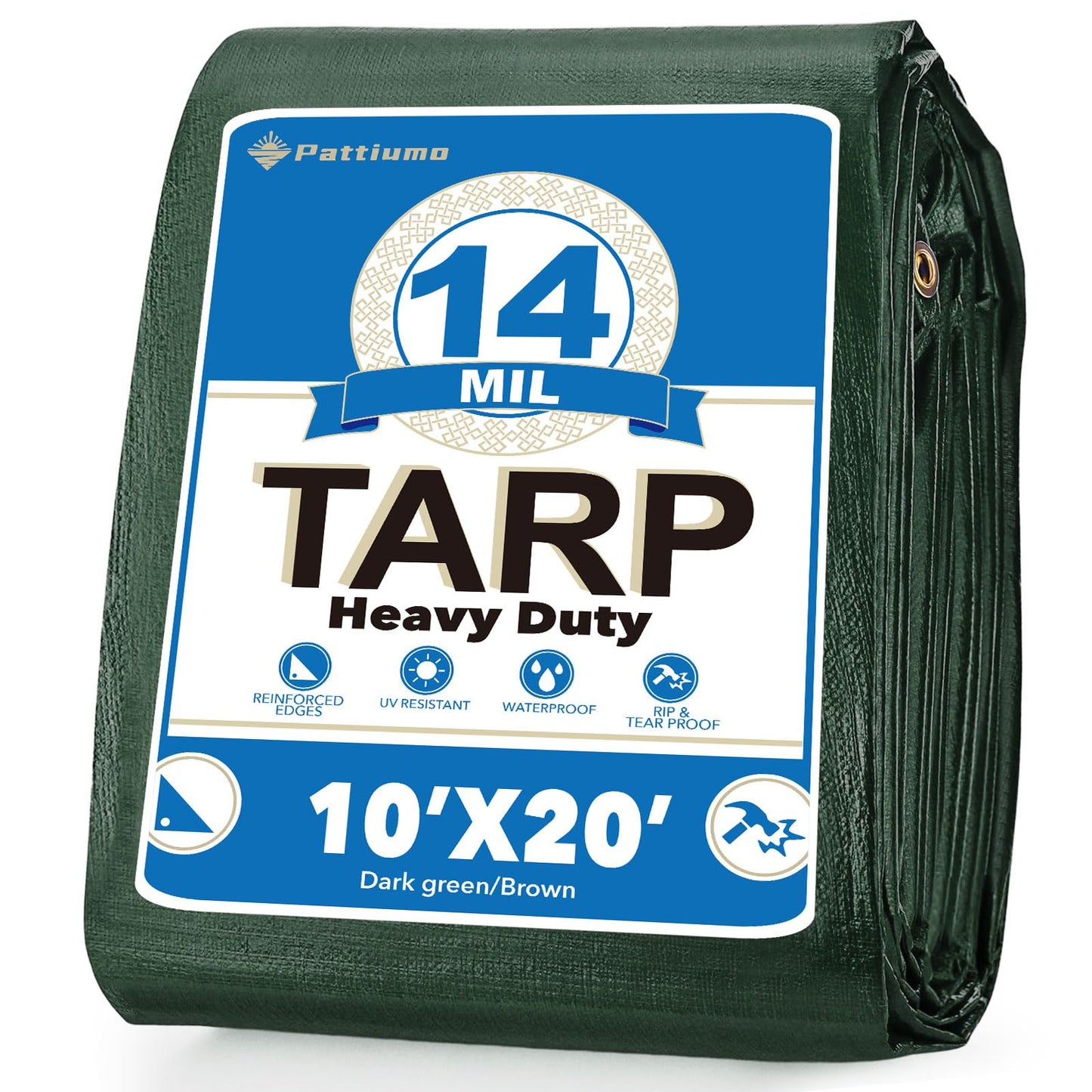Tarps Waterproof 10' X 20' Heavy Duty Tarp 16 Mil Thick Large Tarp with Grommets Multipurpose Protective Poly Outdoor for Roof, Camping, Patio, Pool, Boat, Car|Silver/Black
